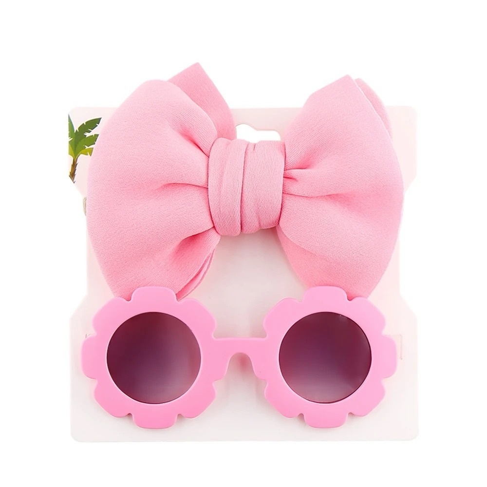 2 Piece Baby Girls‎ Bow/Hairband Sunglasses Set NEW!! Pink 💕🕶️